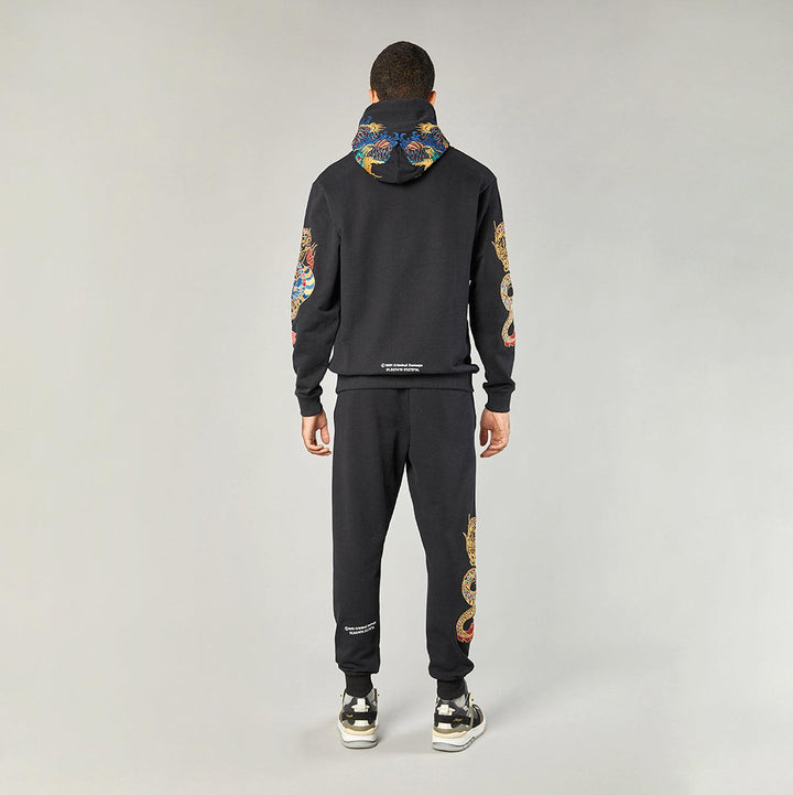 GOLD DRAGON EMBROIDERY HOODIE - BLACK