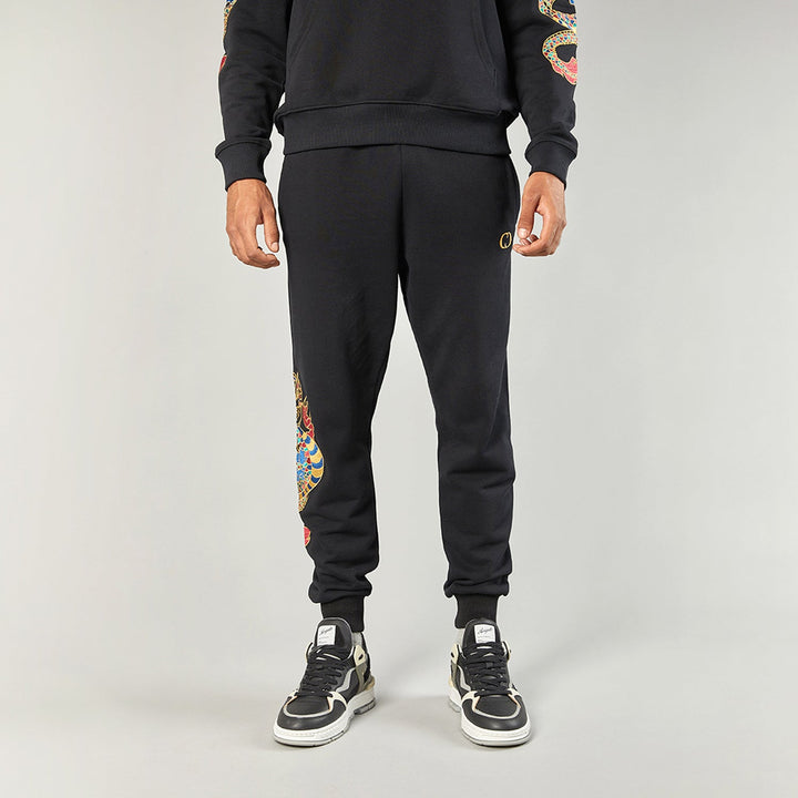 GOLD DRAGON EMBROIDERY JOGGERS - BLACK