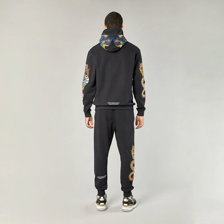 GOLD DRAGON EMBROIDERY JOGGERS - BLACK