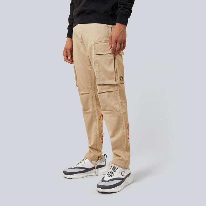 HIDDEN DRAGON CARGO PANTS - STONE