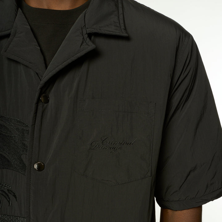 Padded Nylon Dragon Embroidered Shirt-Criminal Damage Store