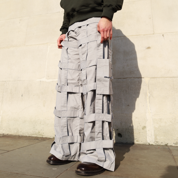 MENS GREY LATTICE TROUSERS