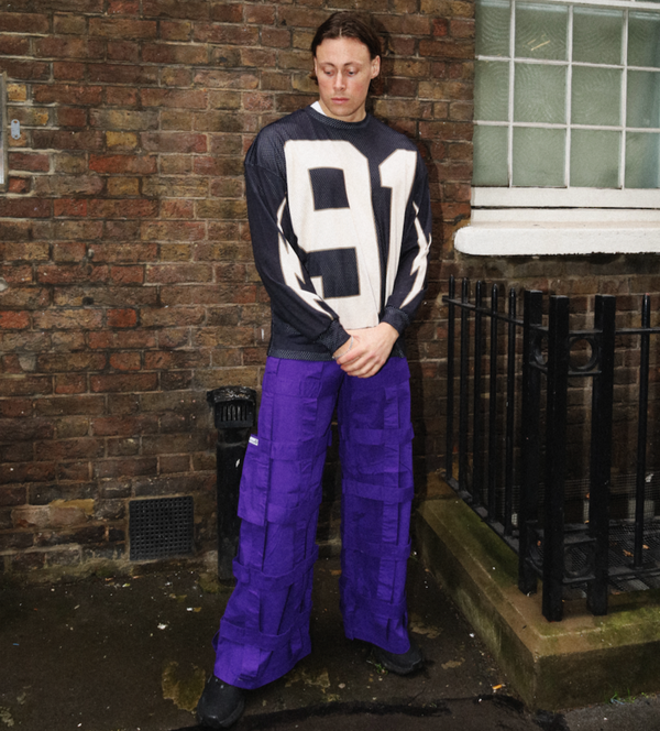 MENS PURPLE LATTICE TROUSERS